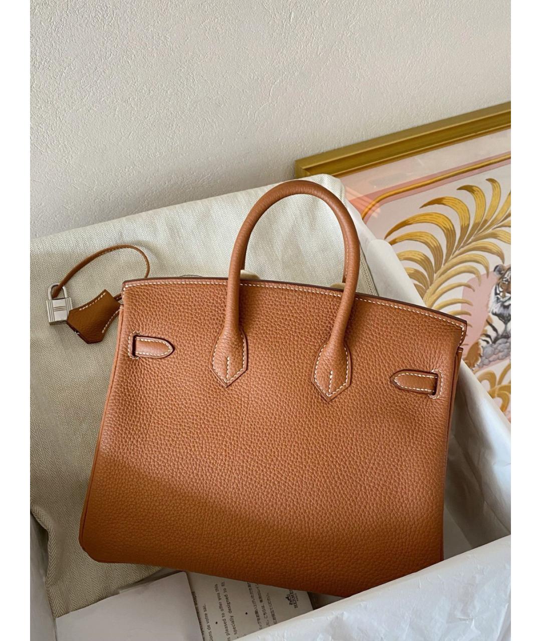 HERMES Коричневая кожаная сумка с короткими ручками, фото 4