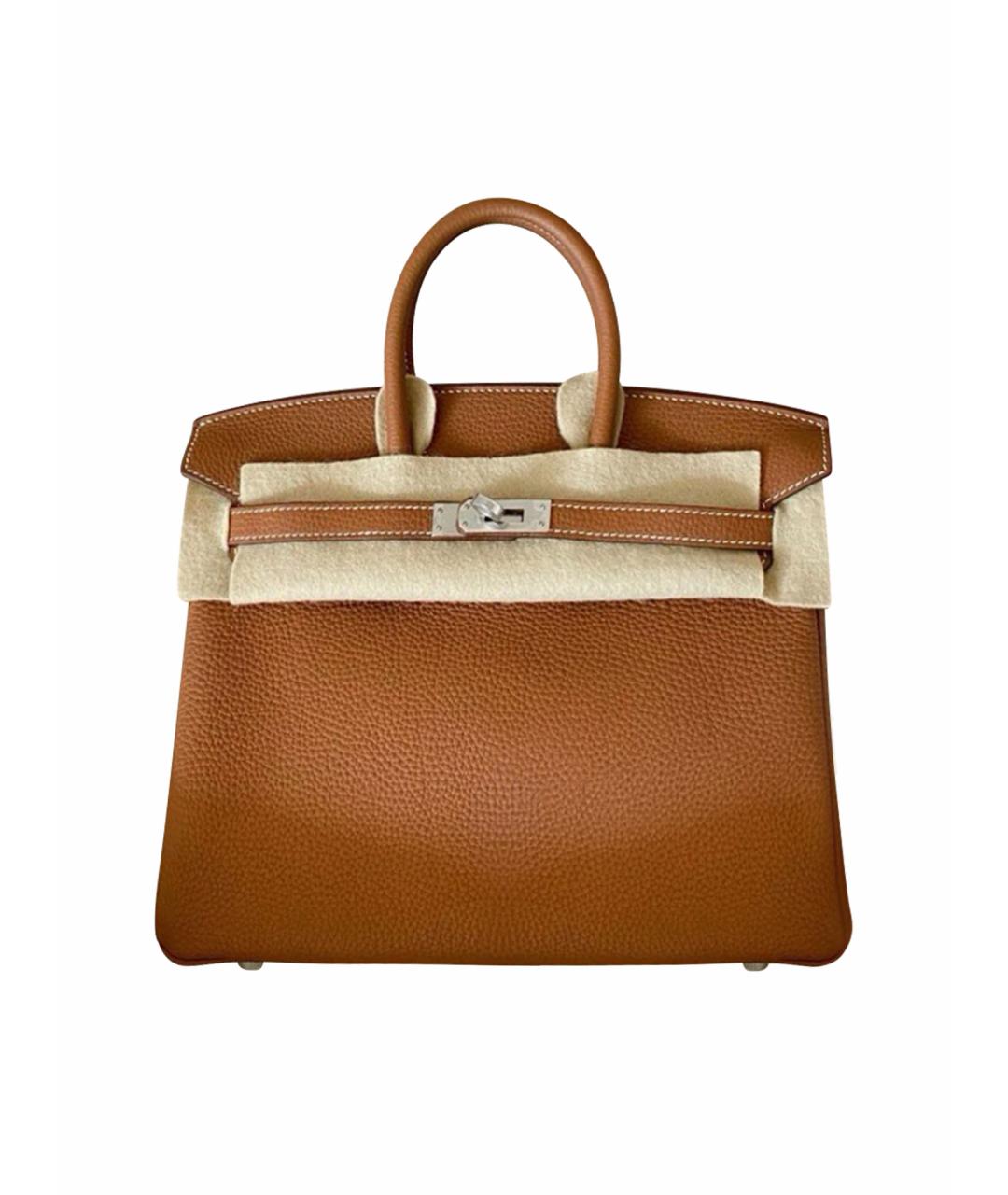 HERMES Коричневая кожаная сумка с короткими ручками, фото 1