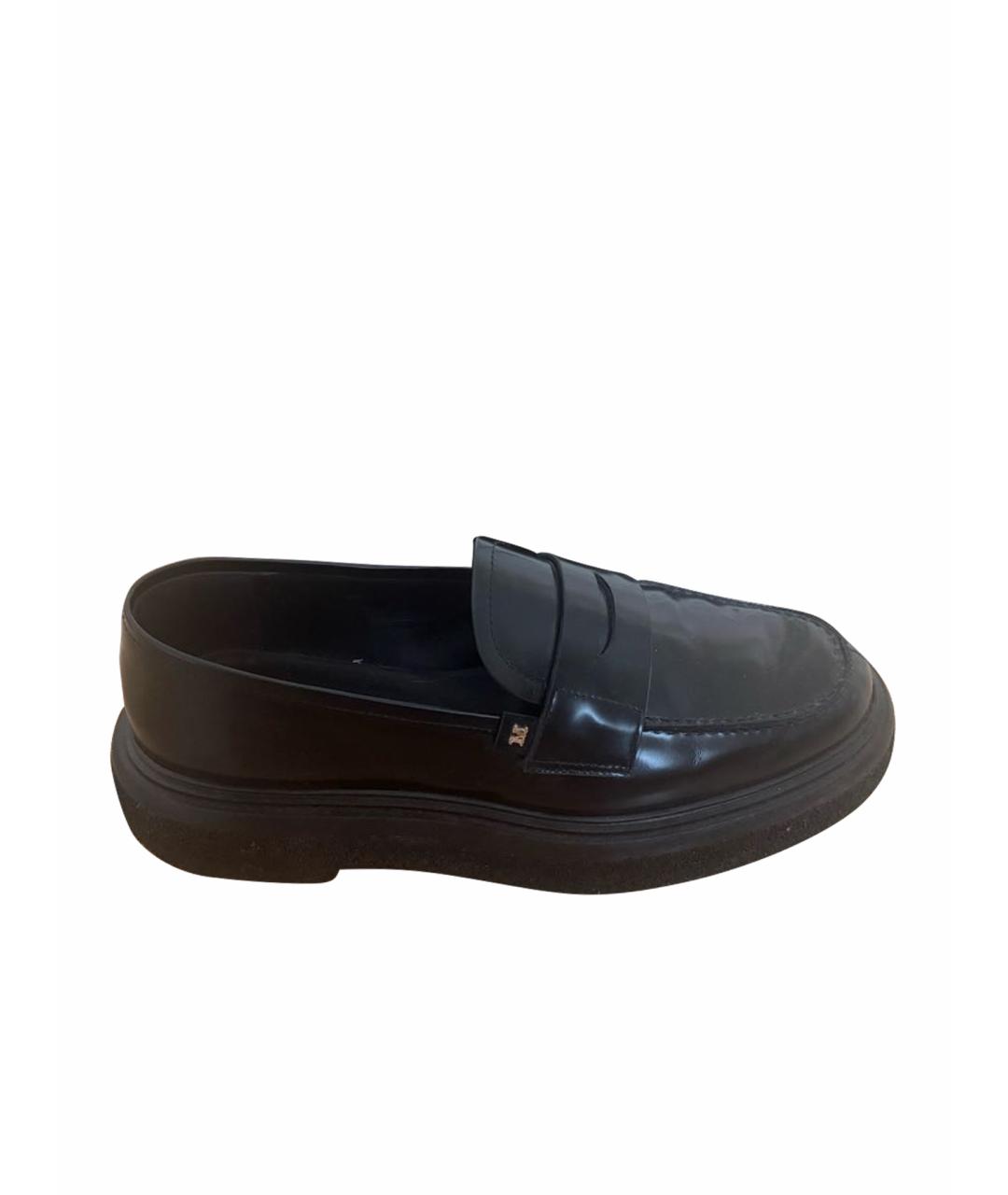 MAX MARA Черные кожаные лоферы, фото 1