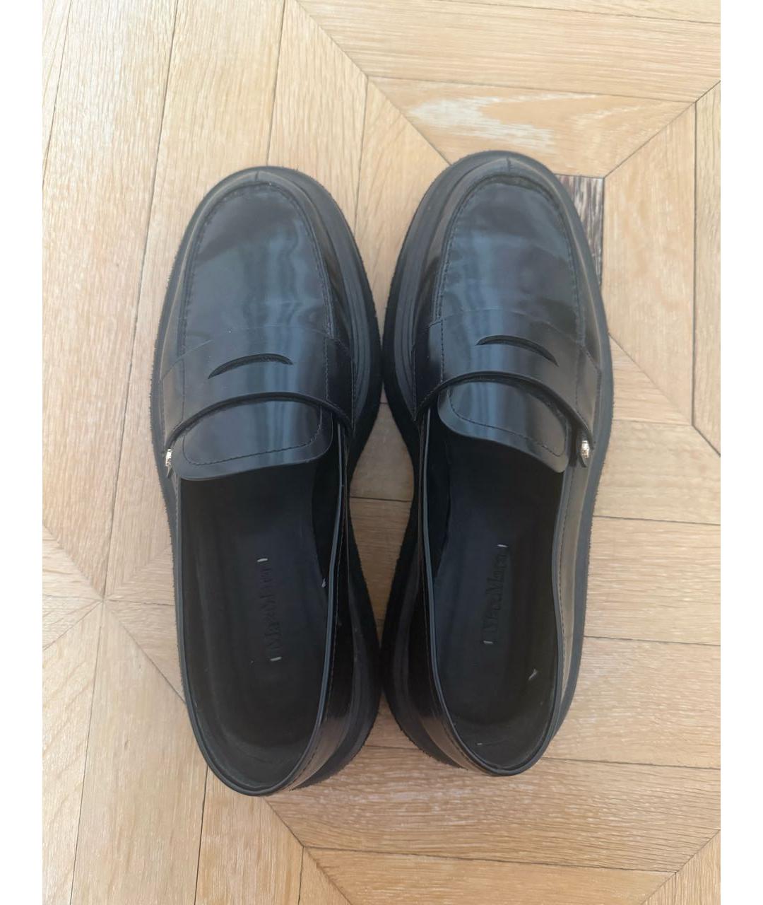 MAX MARA Черные кожаные лоферы, фото 4