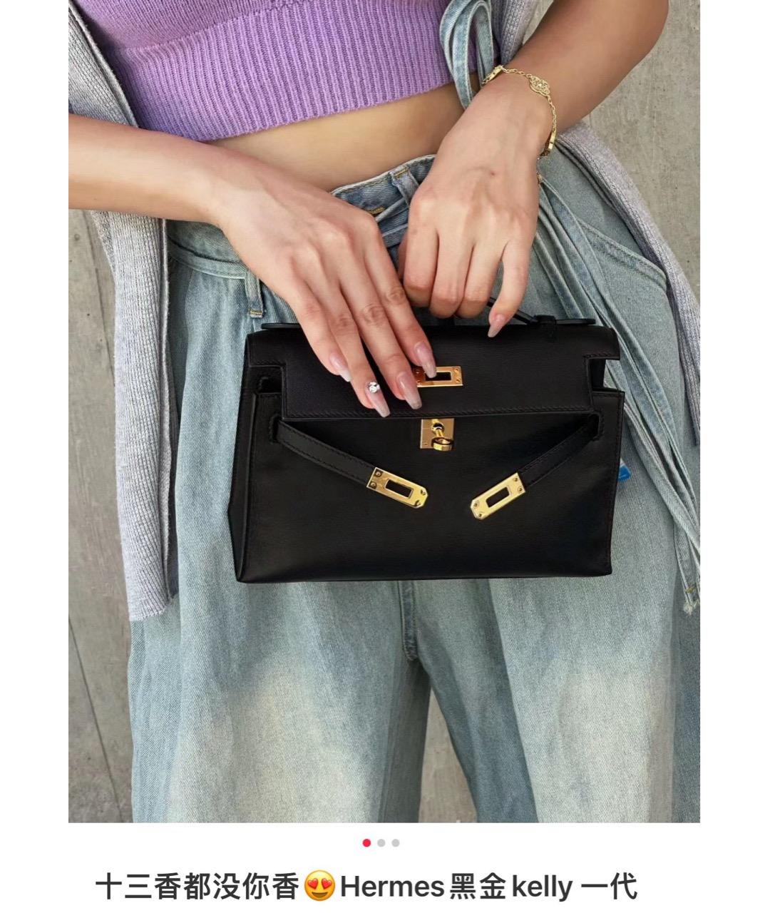 HERMES Черная кожаная сумка с короткими ручками, фото 7