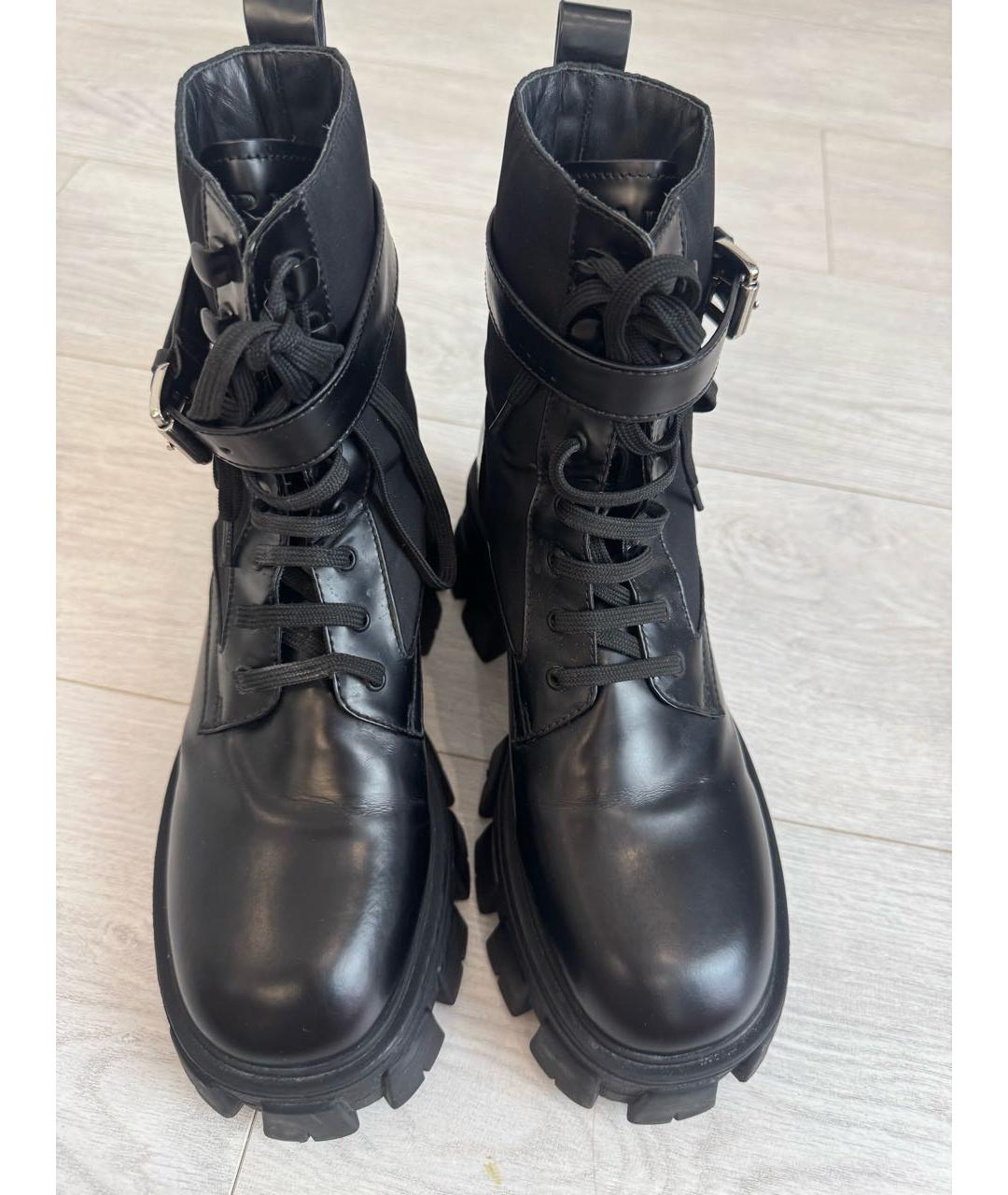 PRADA Черные кожаные ботинки, фото 2