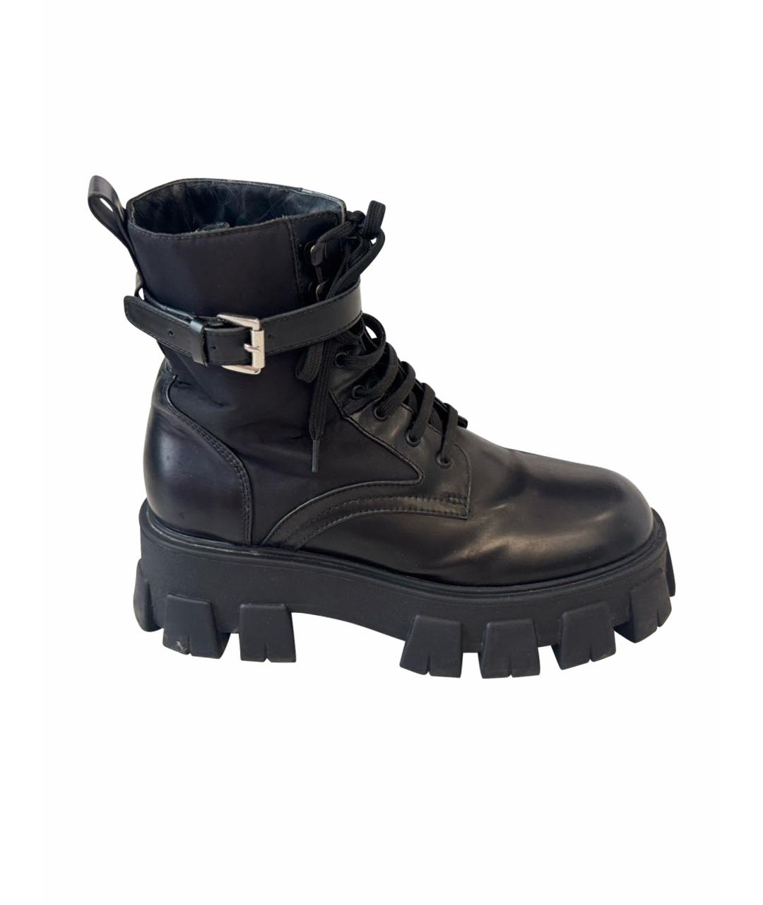 PRADA Черные кожаные ботинки, фото 1