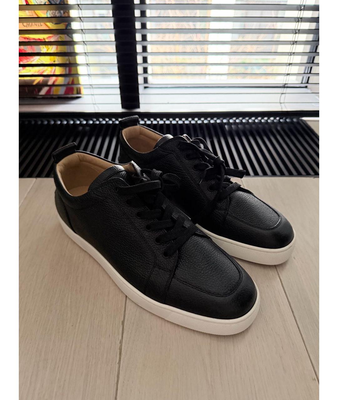 CHRISTIAN LOUBOUTIN Черные кожаные низкие кроссовки / кеды, фото 2