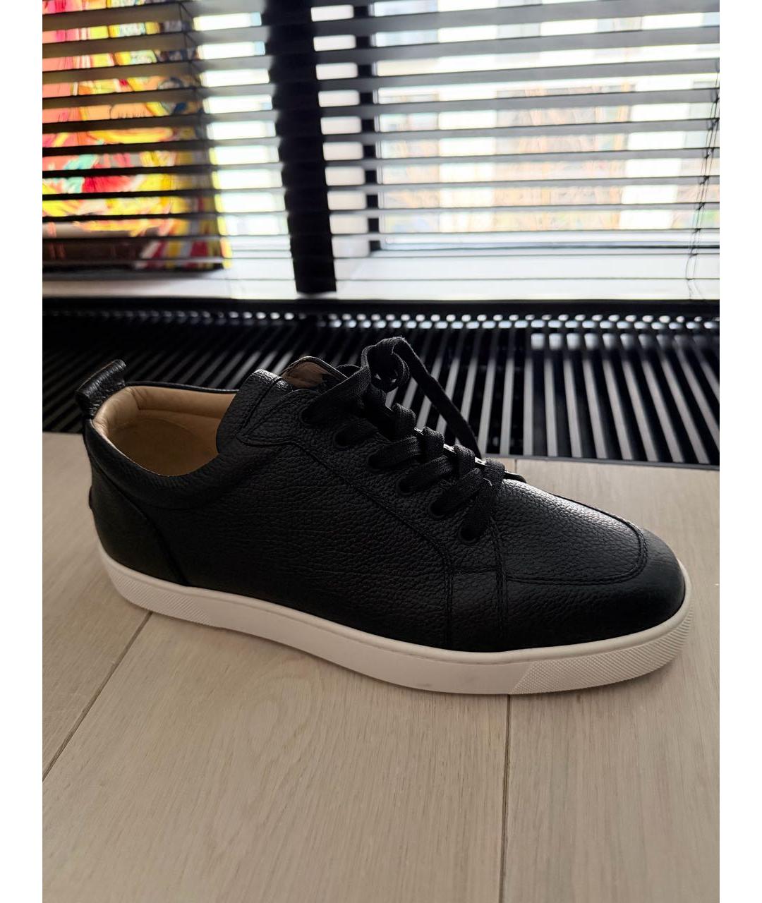 CHRISTIAN LOUBOUTIN Черные кожаные низкие кроссовки / кеды, фото 5