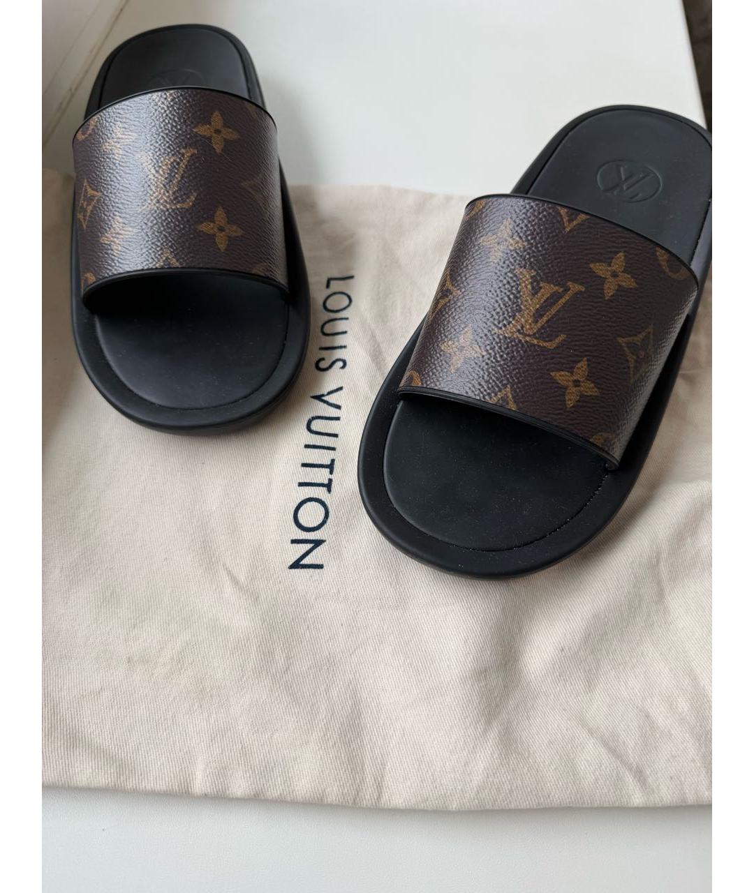 LOUIS VUITTON Коричневые шлепанцы, фото 4