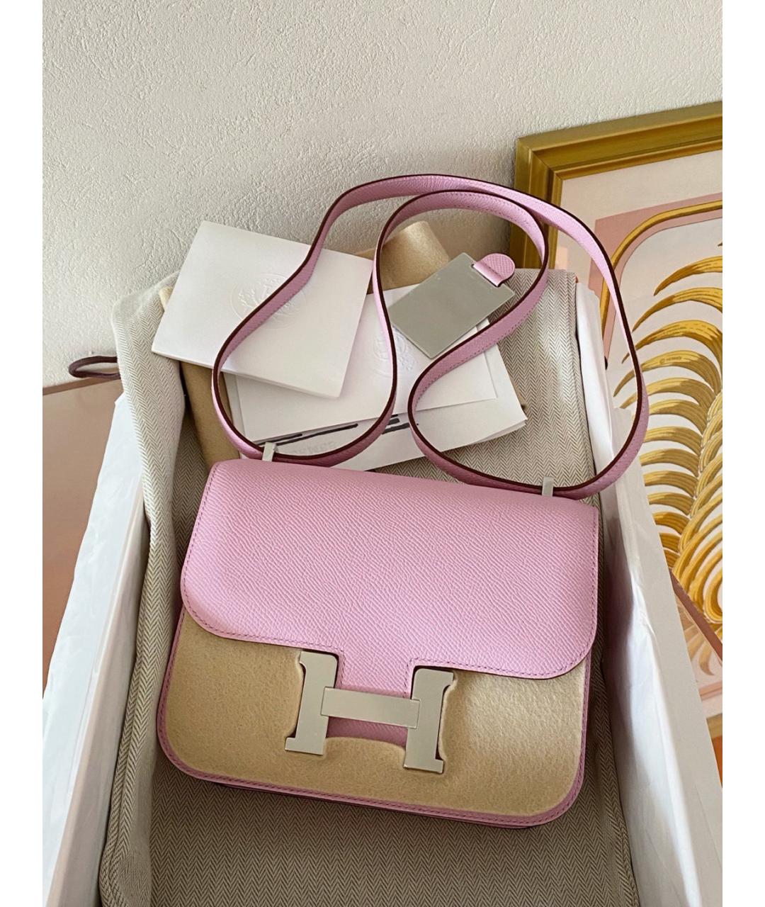 HERMES Розовая кожаная сумка через плечо, фото 5