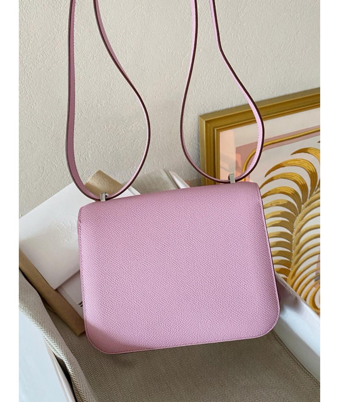 HERMES Розовая кожаная сумка через плечо, фото 3