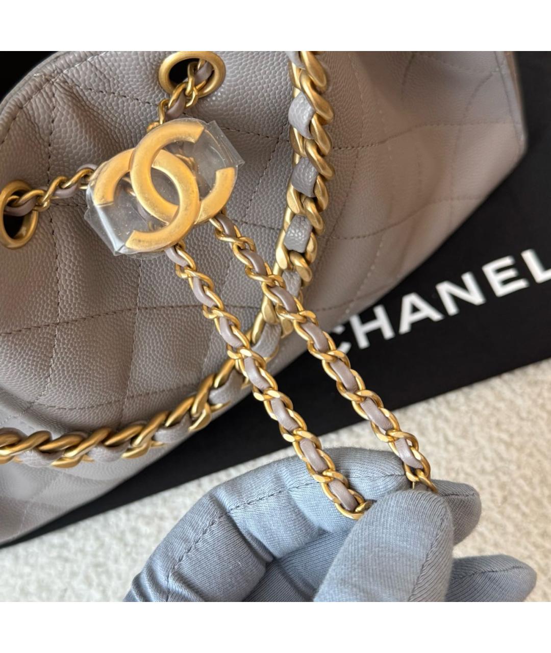 CHANEL Серая кожаная сумка через плечо, фото 6