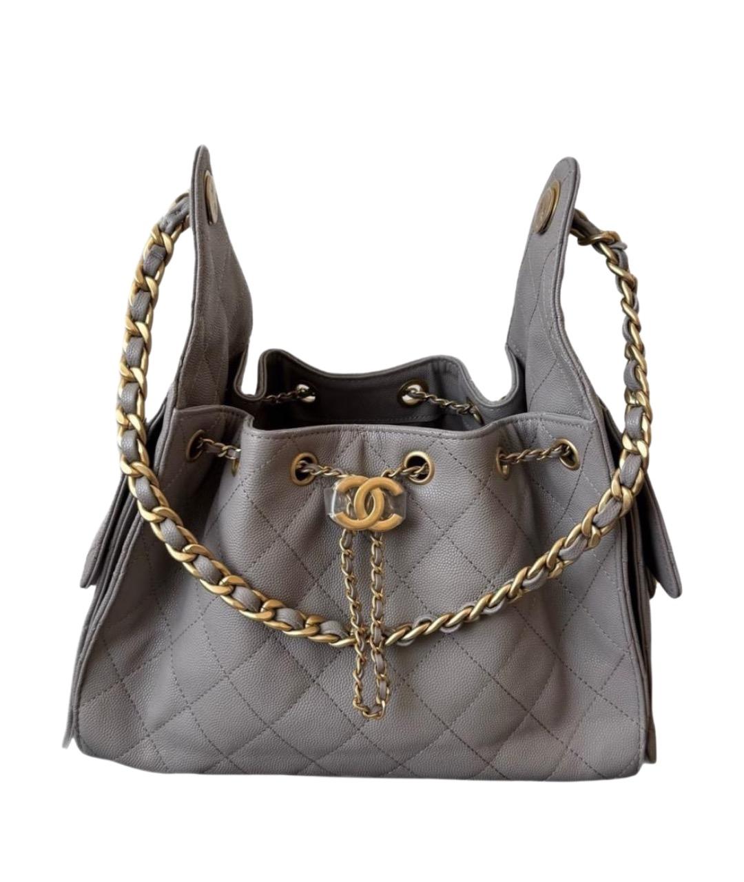 CHANEL Серая кожаная сумка через плечо, фото 1