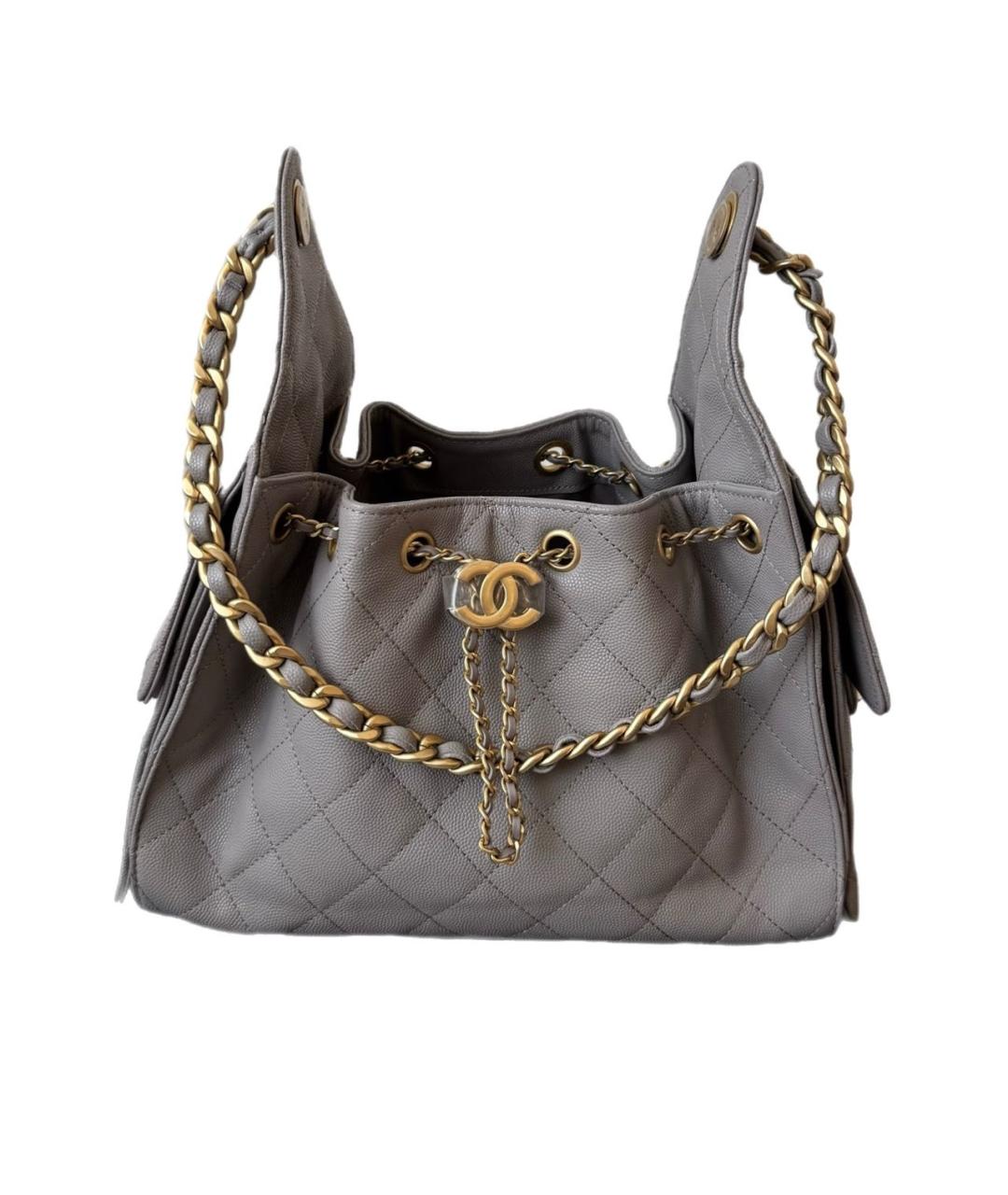 CHANEL Серая кожаная сумка через плечо, фото 9