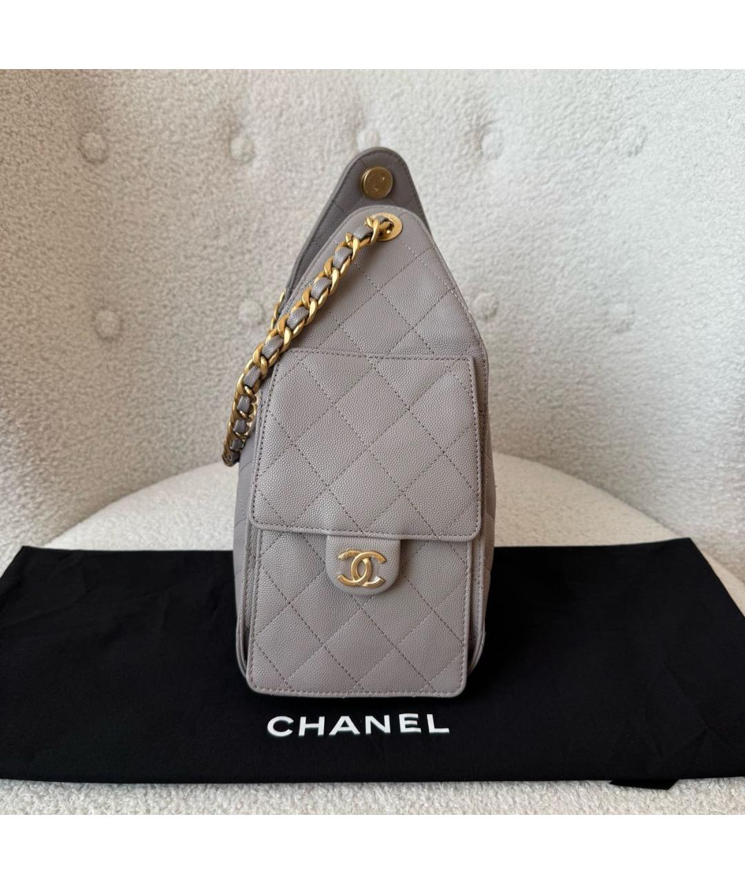 CHANEL Серая кожаная сумка через плечо, фото 4