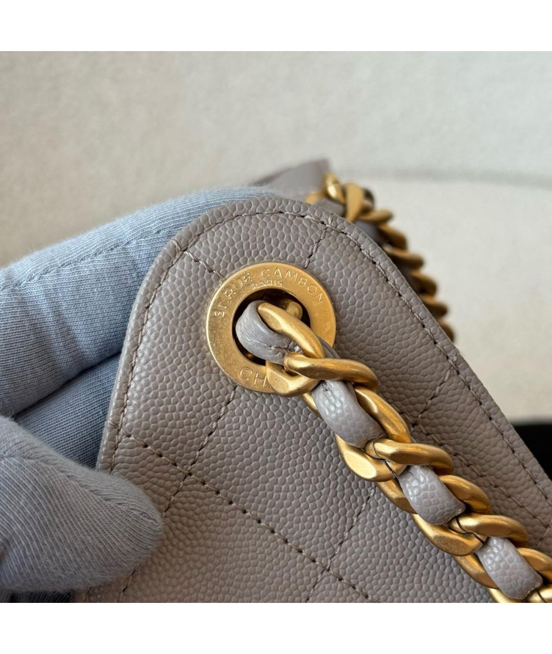CHANEL Серая кожаная сумка через плечо, фото 7