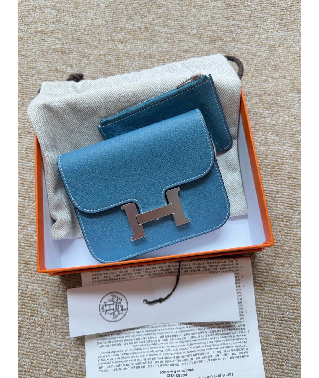 HERMES Синий кожаный кошелек, фото 4