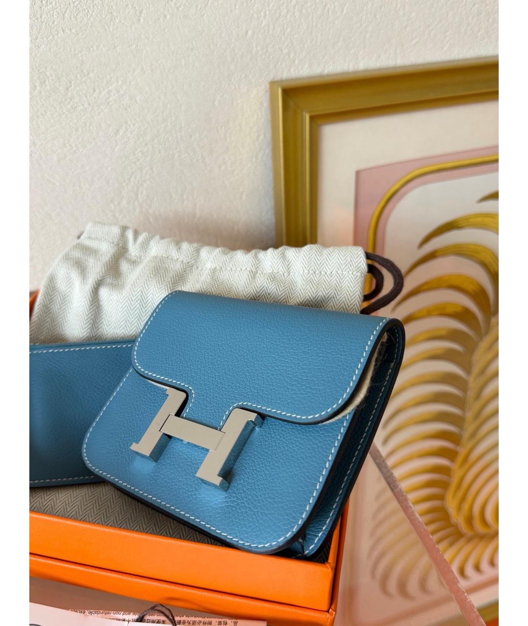 HERMES Синий кожаный кошелек, фото 2