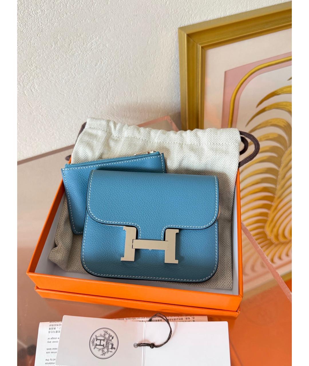 HERMES Синий кожаный кошелек, фото 7