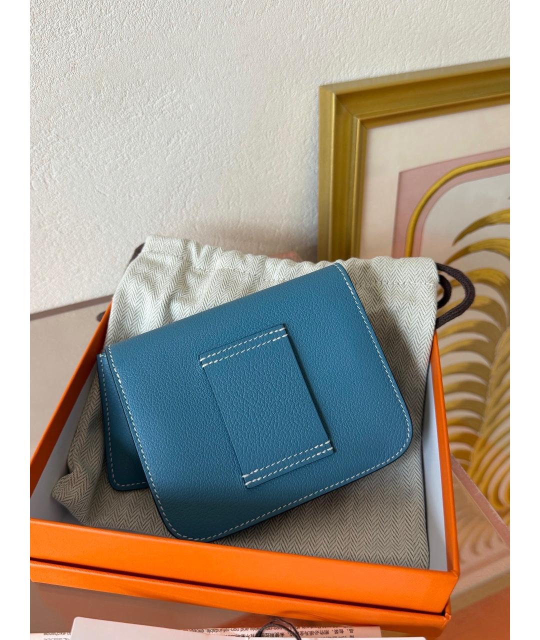 HERMES Синий кожаный кошелек, фото 3