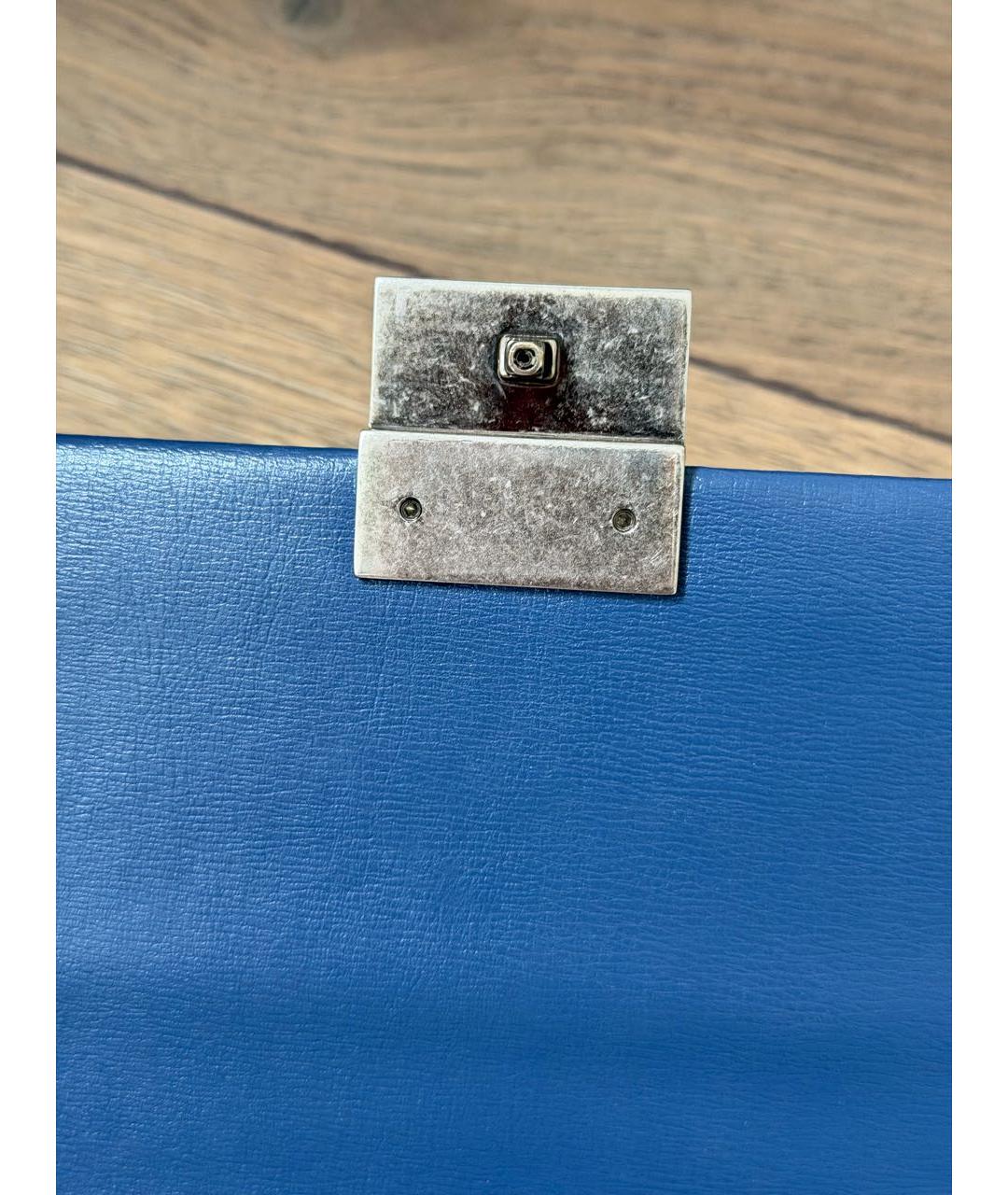 SAINT LAURENT Синяя кожаная сумка с короткими ручками, фото 7