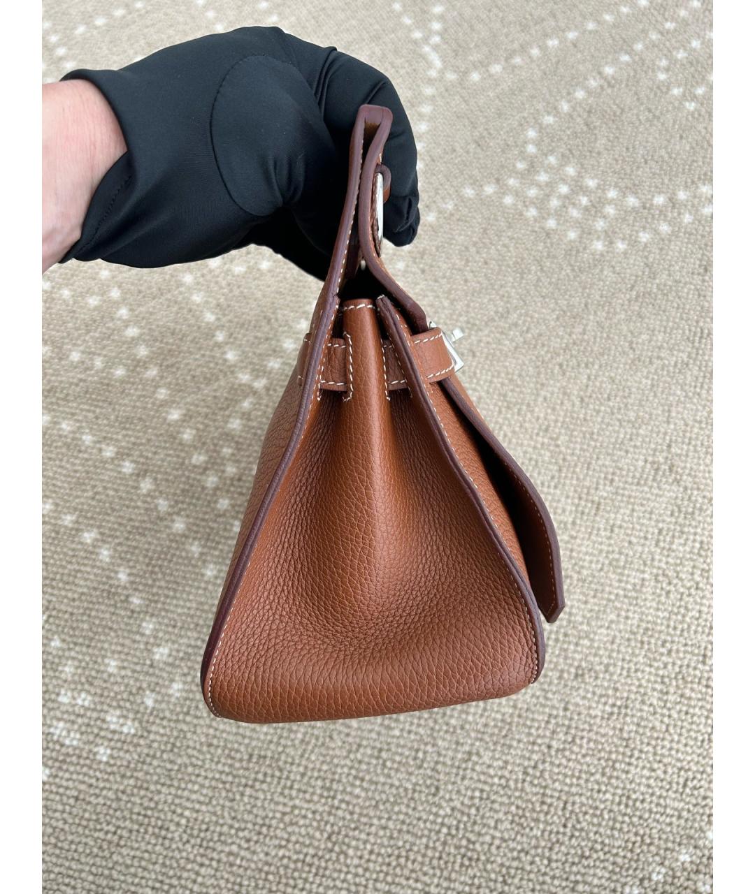 HERMES Коричневая кожаная сумка через плечо, фото 6