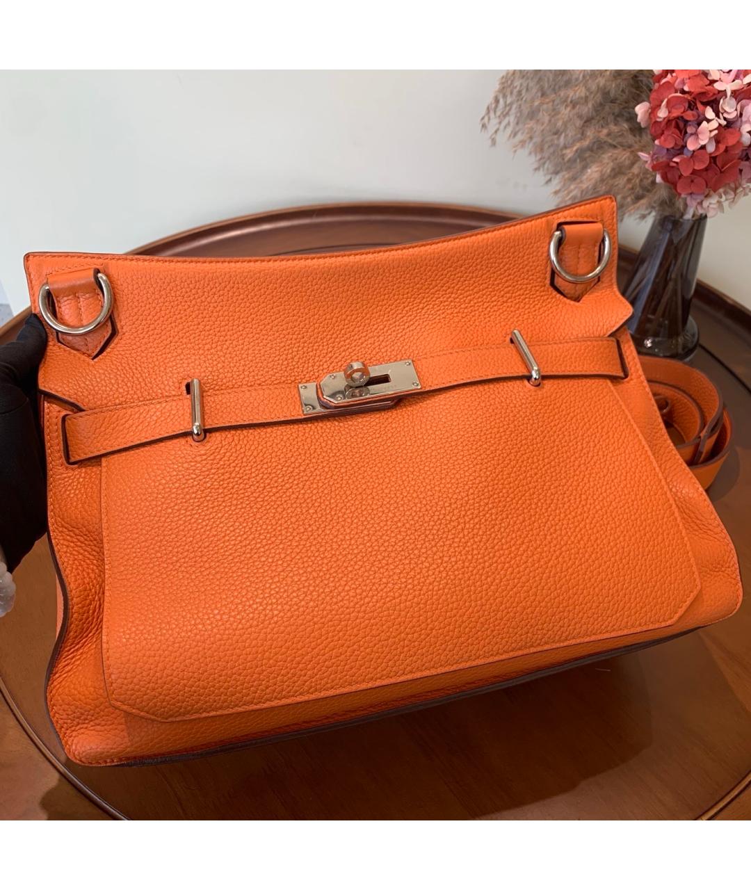 HERMES Оранжевая кожаная сумка через плечо, фото 8