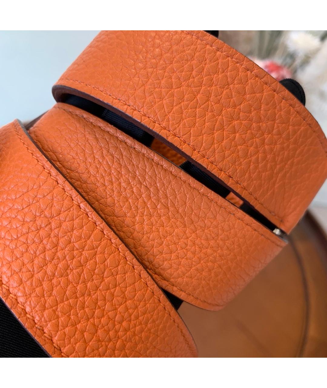 HERMES Оранжевая кожаная сумка через плечо, фото 5