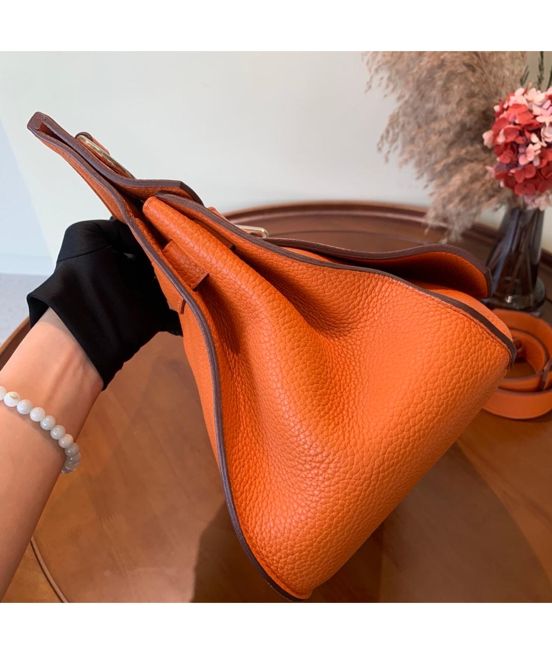 HERMES Оранжевая кожаная сумка через плечо, фото 4