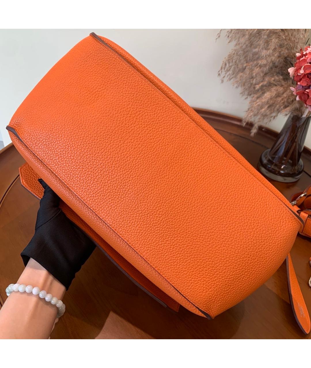HERMES Оранжевая кожаная сумка через плечо, фото 6
