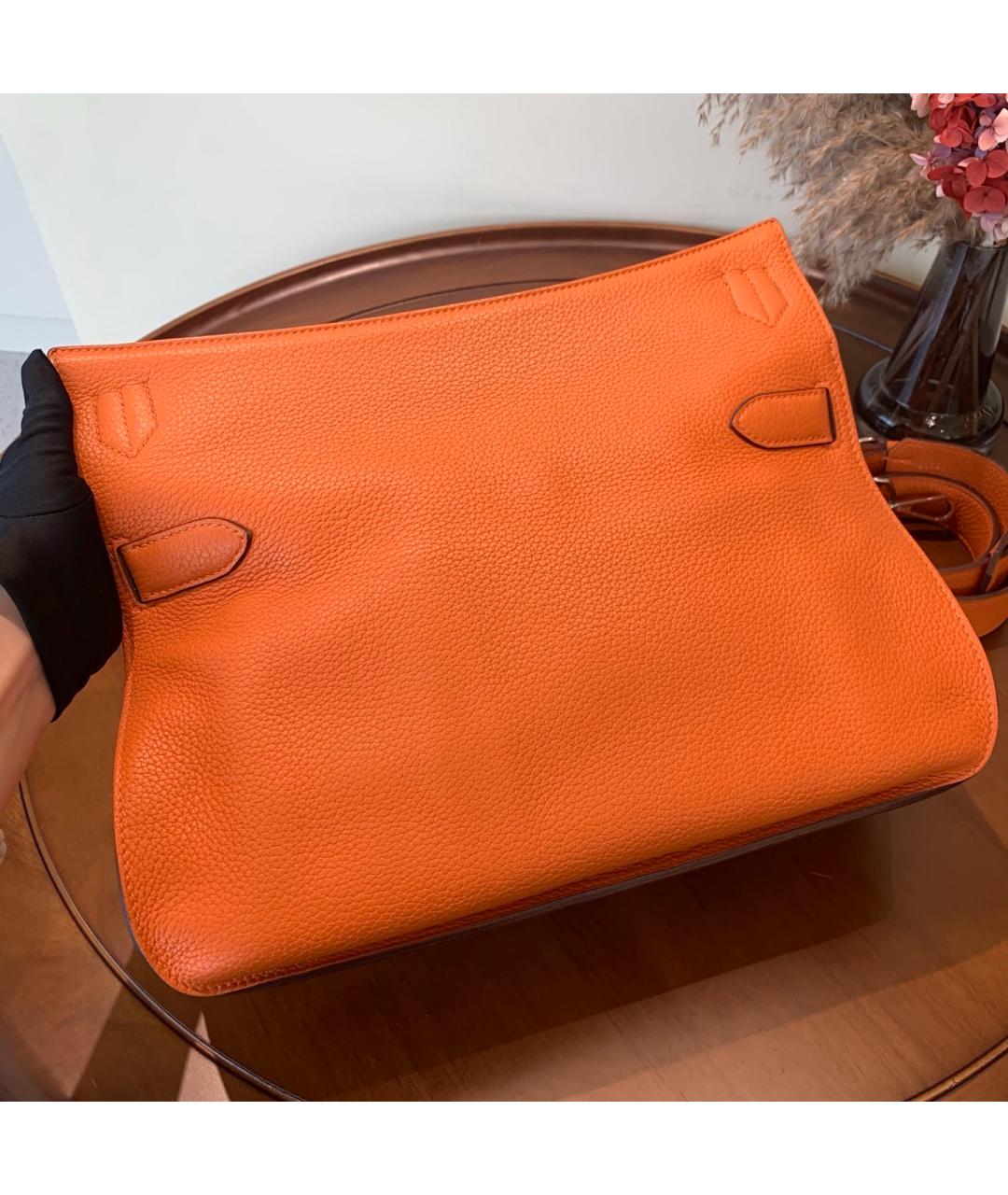 HERMES Оранжевая кожаная сумка через плечо, фото 2
