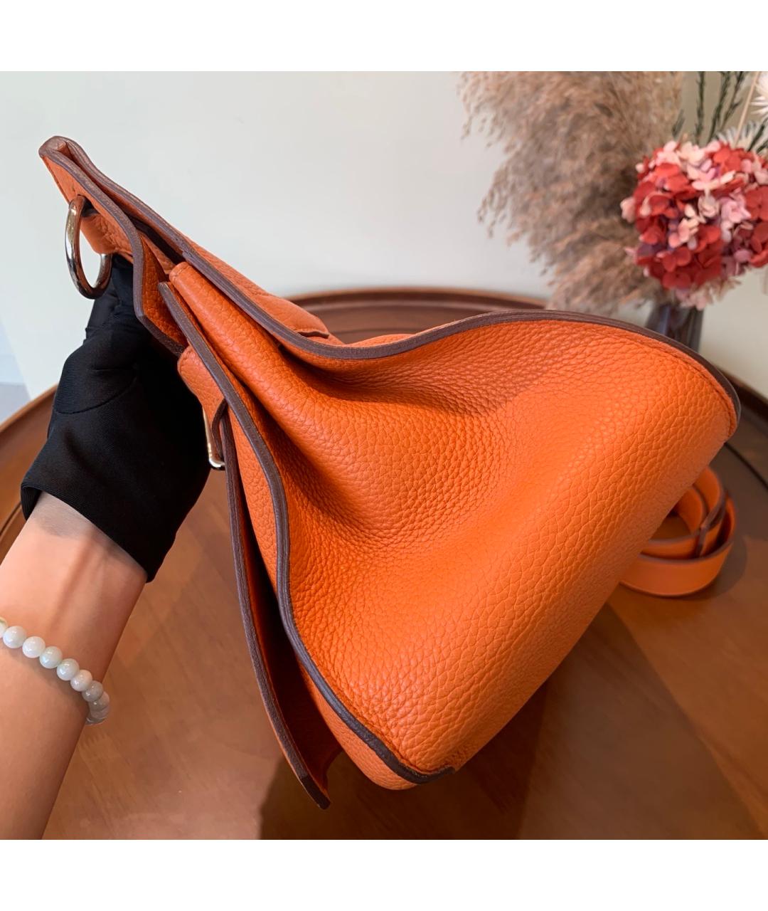 HERMES Оранжевая кожаная сумка через плечо, фото 3
