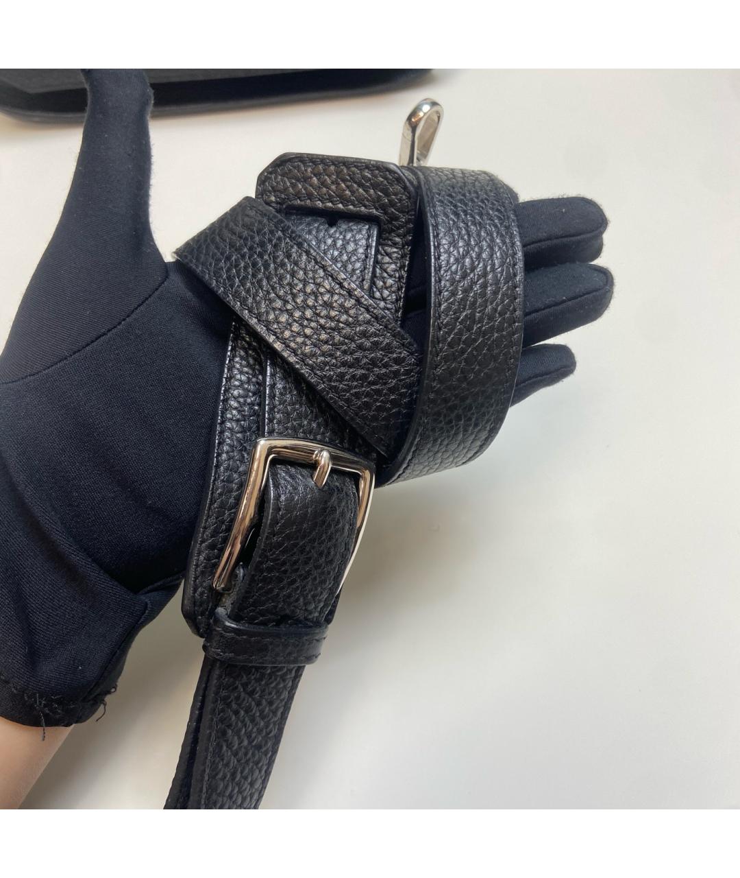 HERMES Черная кожаная сумка через плечо, фото 9