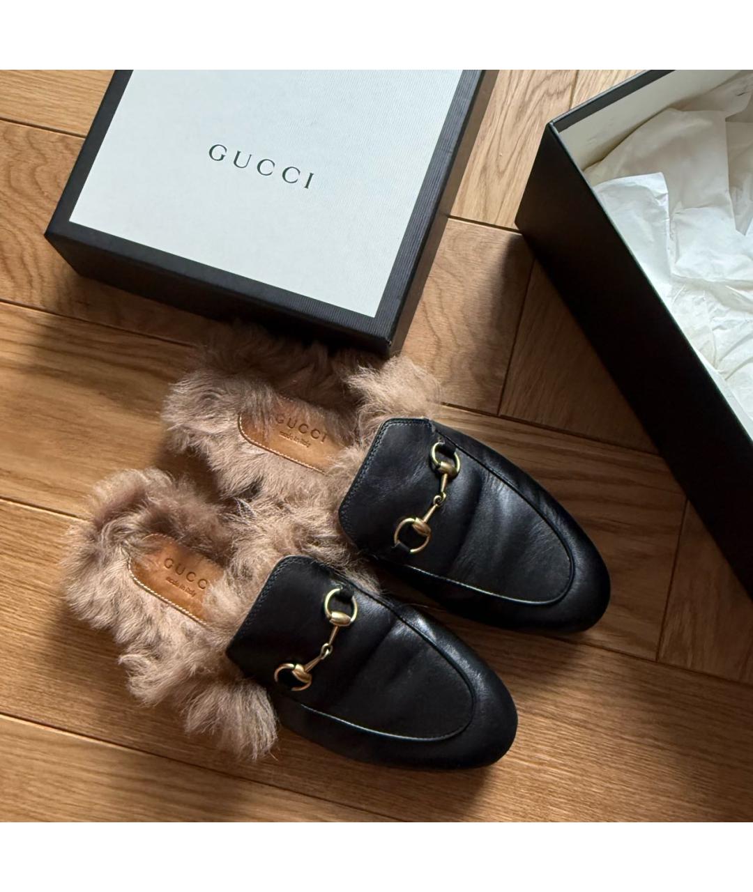 GUCCI Черные кожаные сабо, фото 3