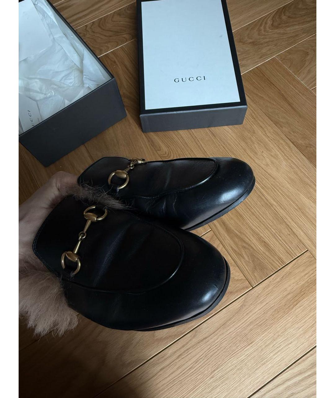 GUCCI Черные кожаные сабо, фото 4