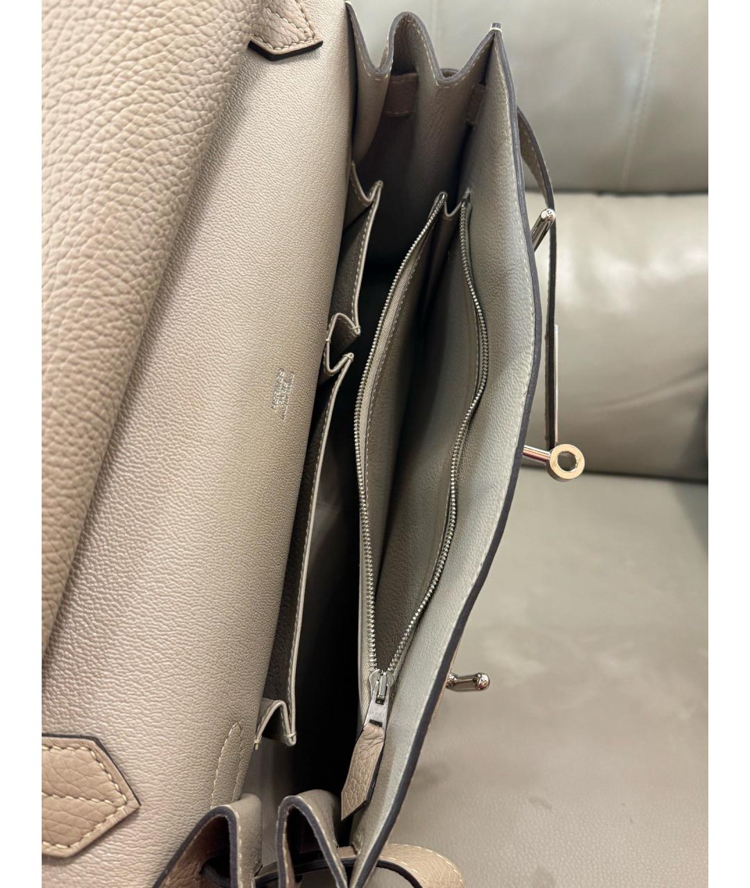 HERMES Серая кожаная сумка через плечо, фото 7