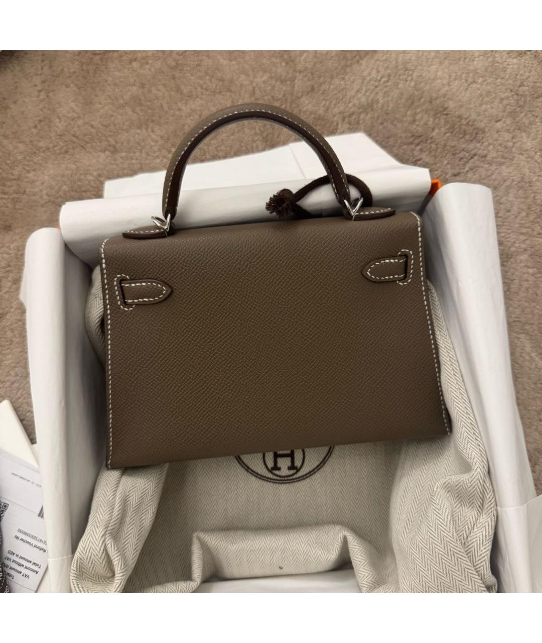 HERMES Коричневая кожаная сумка через плечо, фото 3