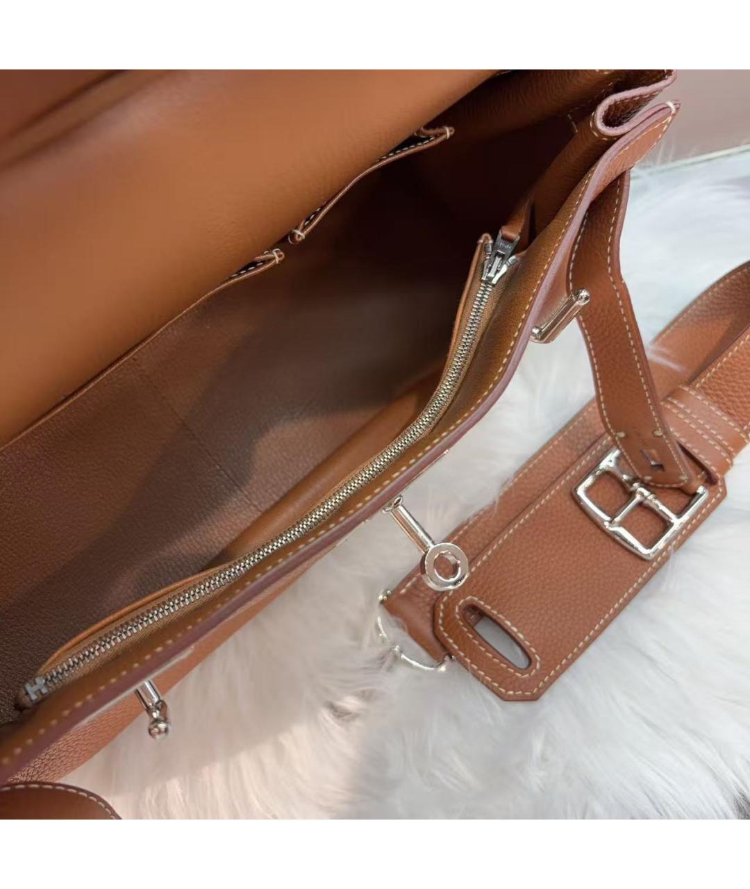 HERMES Коричневая кожаная сумка через плечо, фото 6