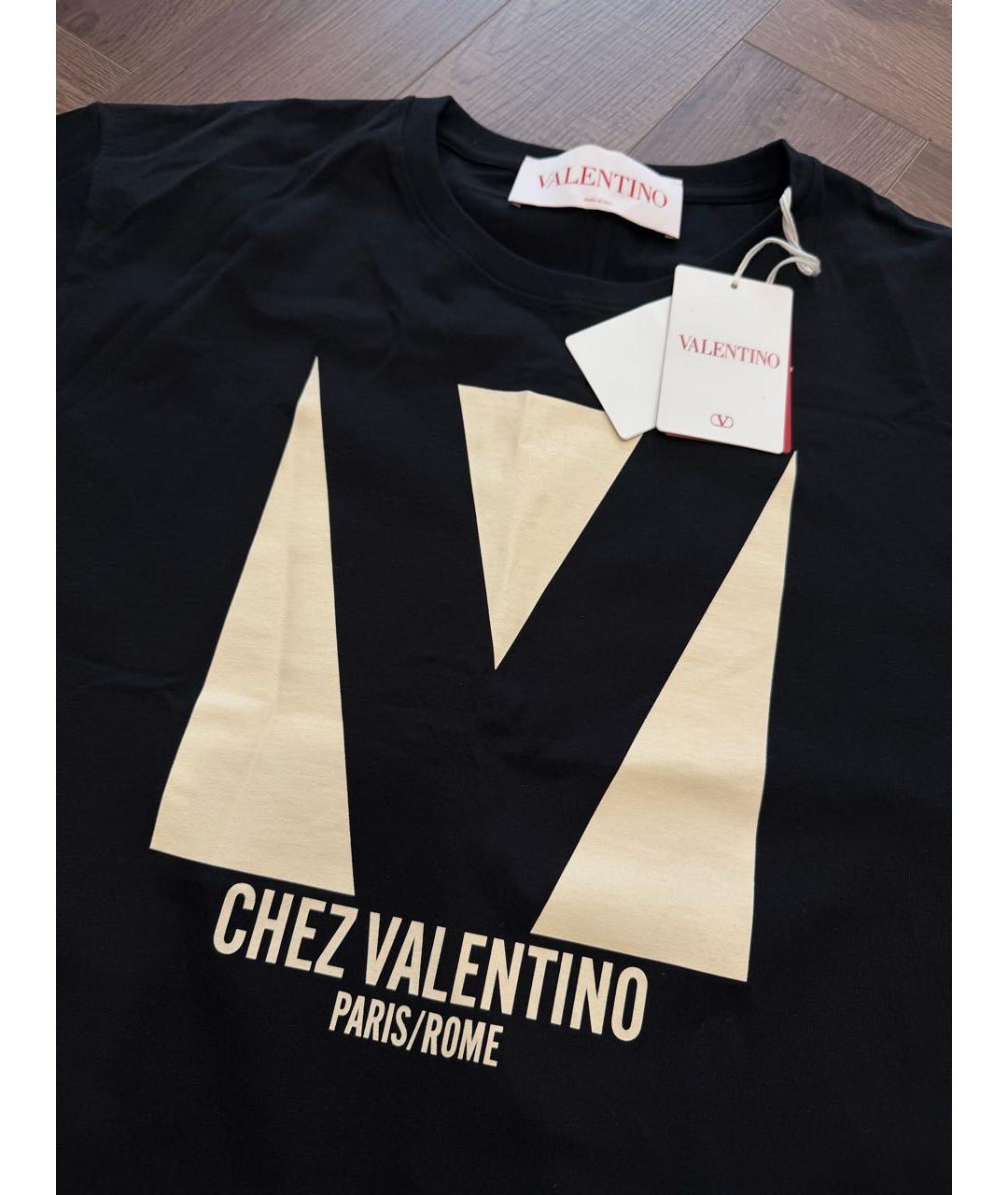 VALENTINO BEAUTY Черная хлопковая футболка, фото 4