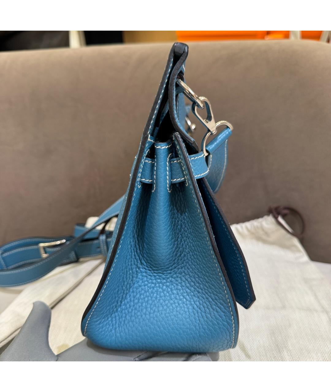 HERMES Синяя кожаная сумка через плечо, фото 4