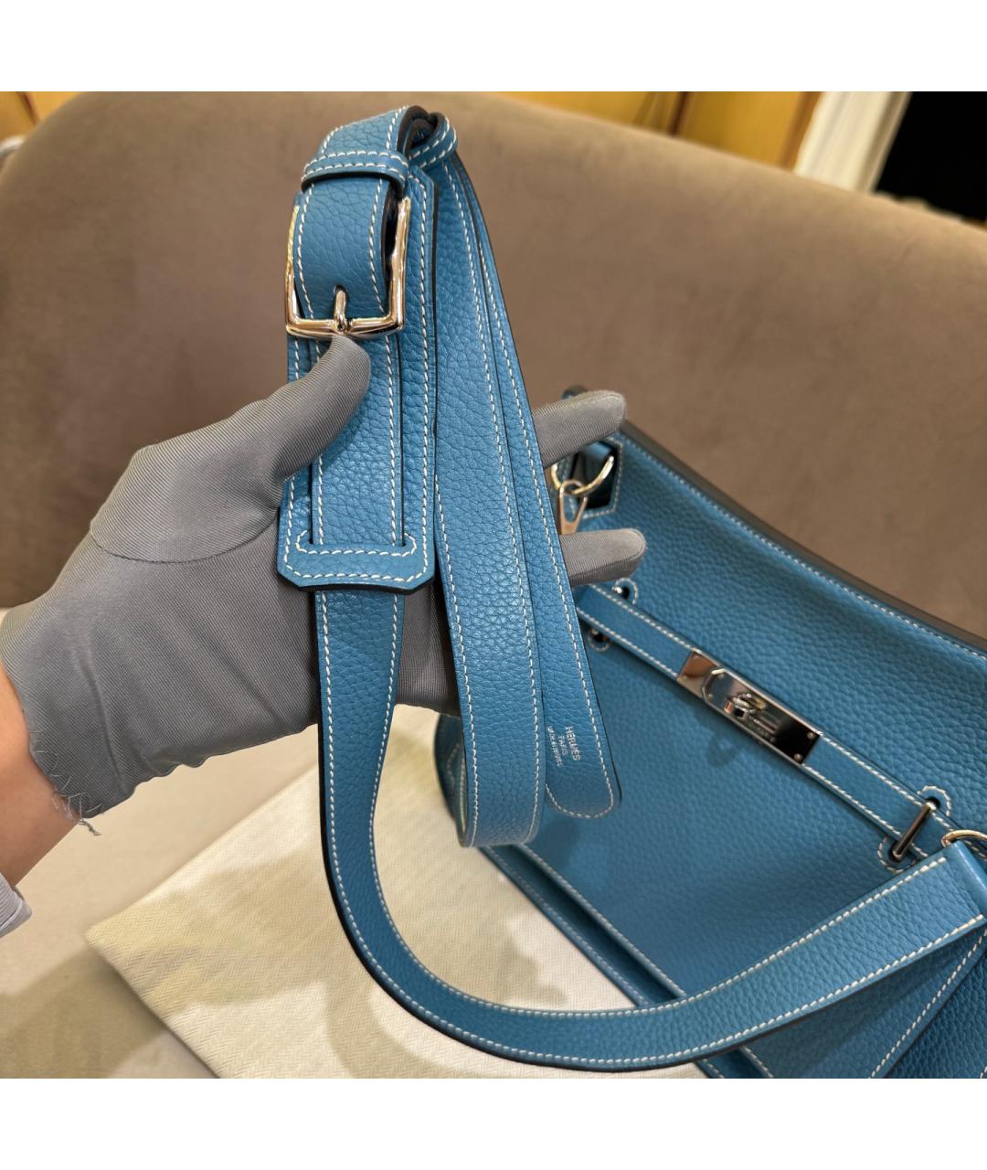 HERMES Синяя кожаная сумка через плечо, фото 8