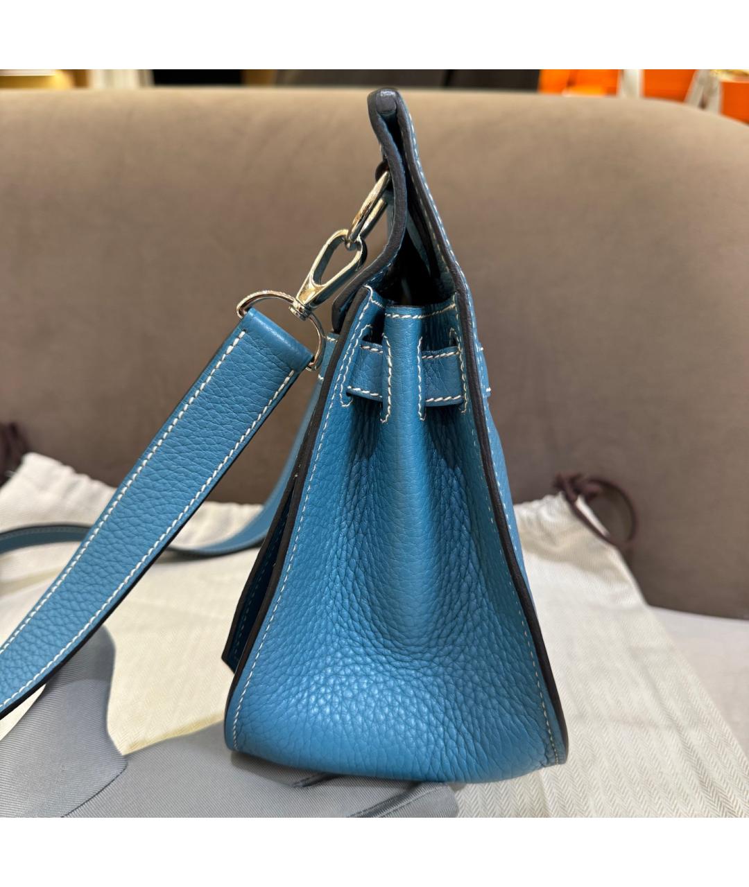 HERMES Синяя кожаная сумка через плечо, фото 3