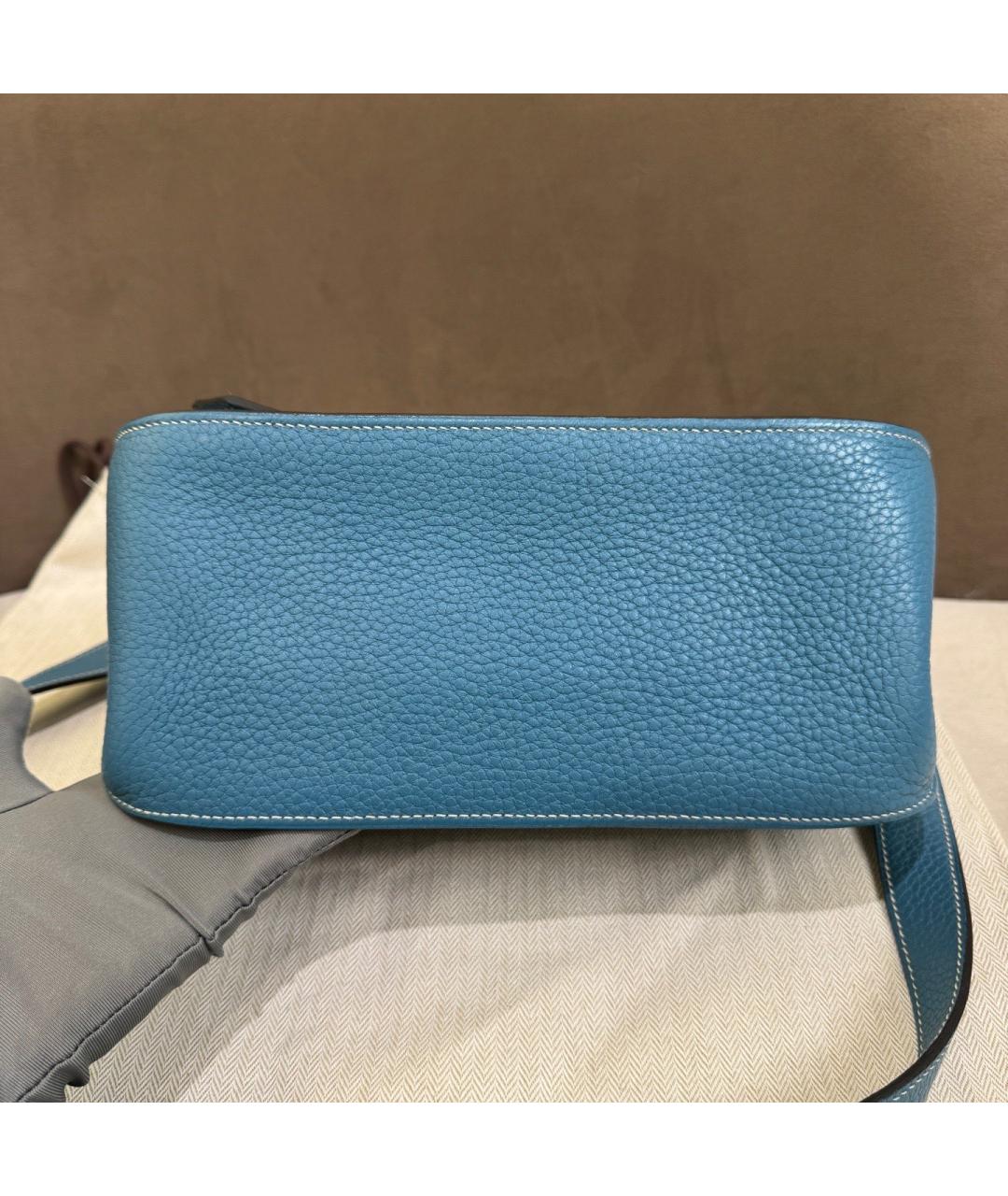 HERMES Синяя кожаная сумка через плечо, фото 5