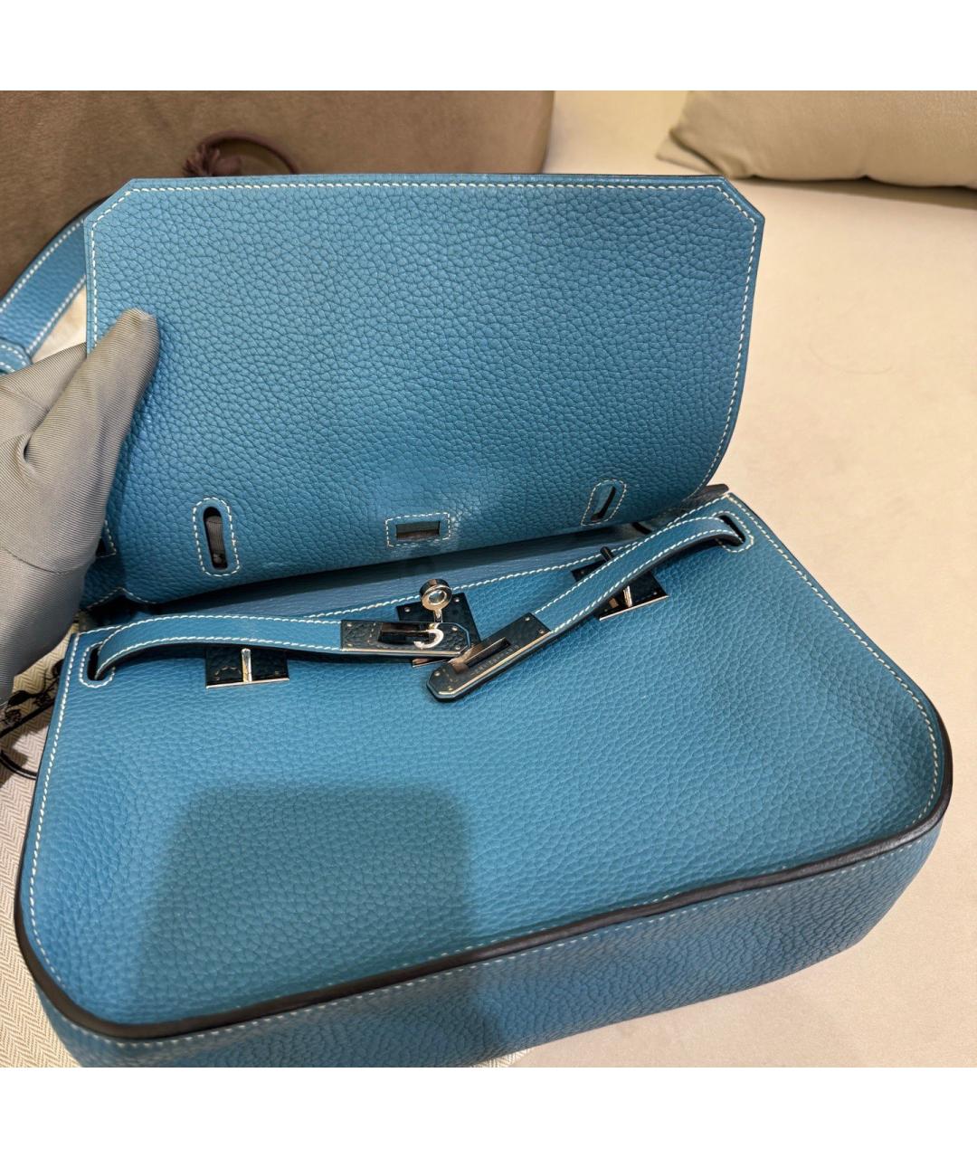 HERMES Синяя кожаная сумка через плечо, фото 6