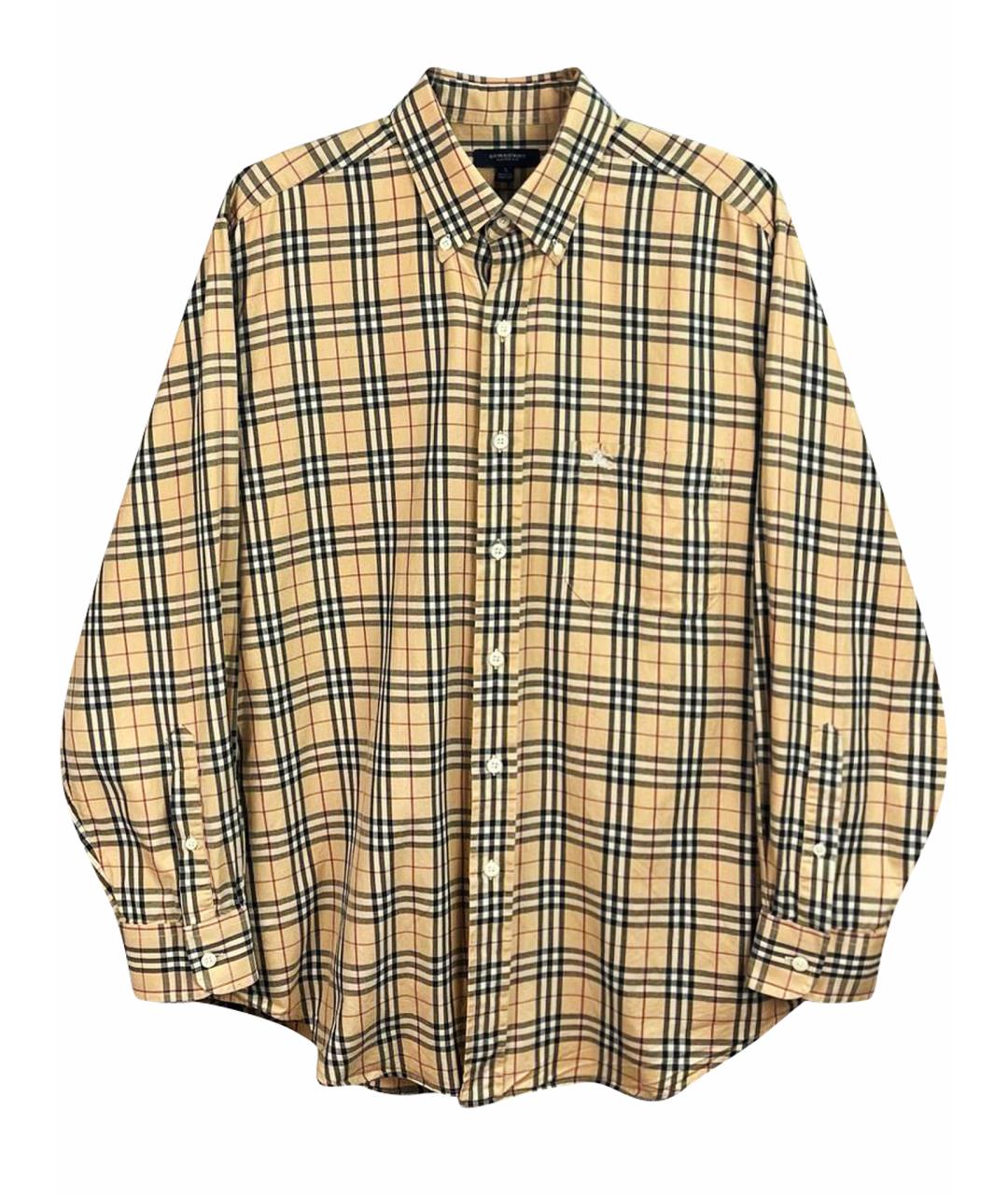 BURBERRY Бежевая хлопковая классическая рубашка, фото 1