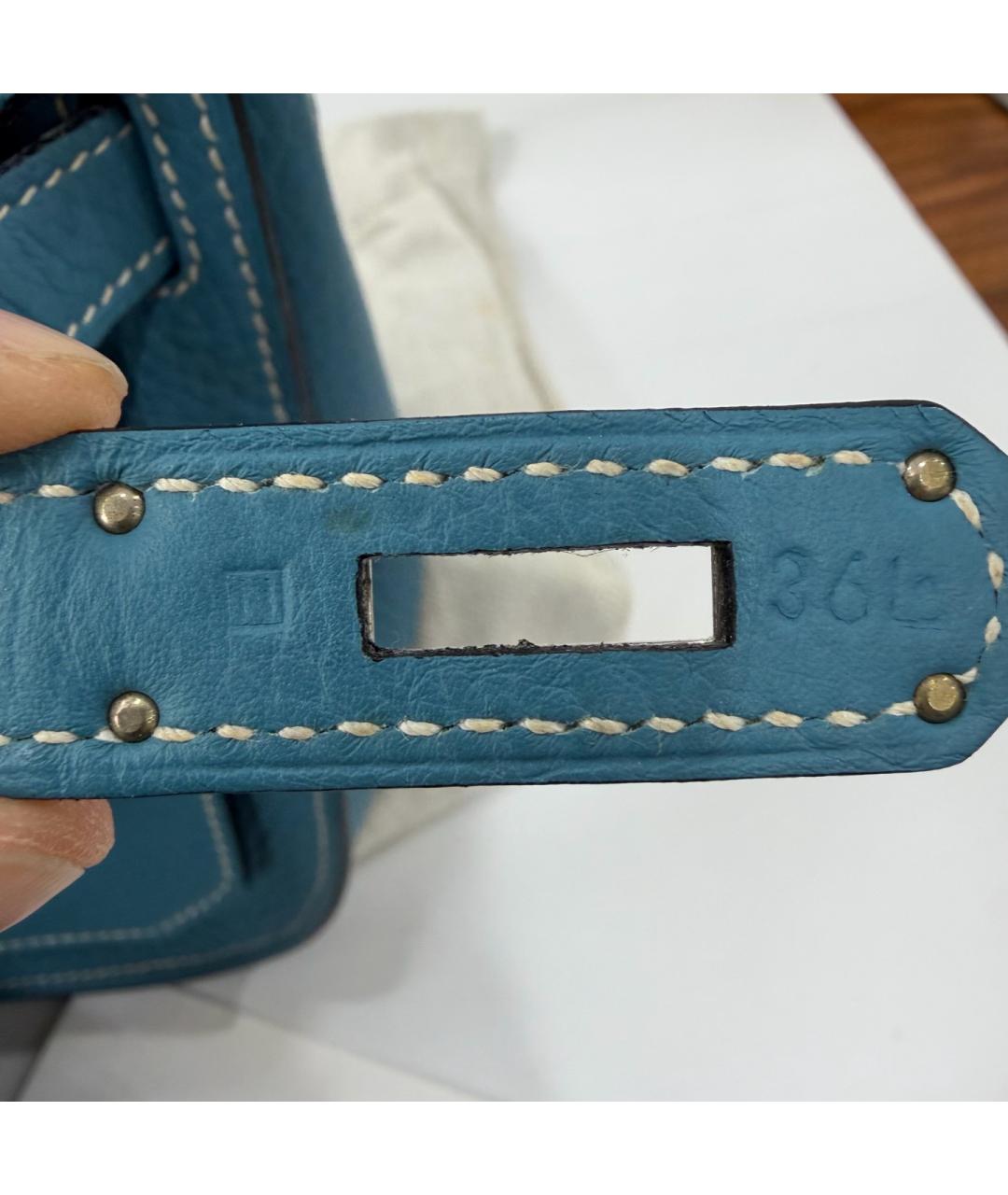 HERMES Синяя кожаная сумка через плечо, фото 7