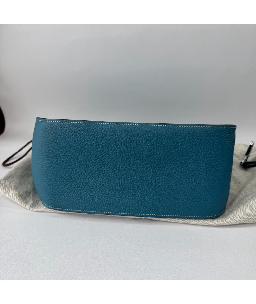 HERMES Синяя кожаная сумка через плечо, фото 5