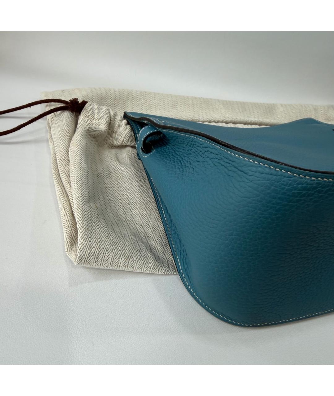 HERMES Синяя кожаная сумка через плечо, фото 4