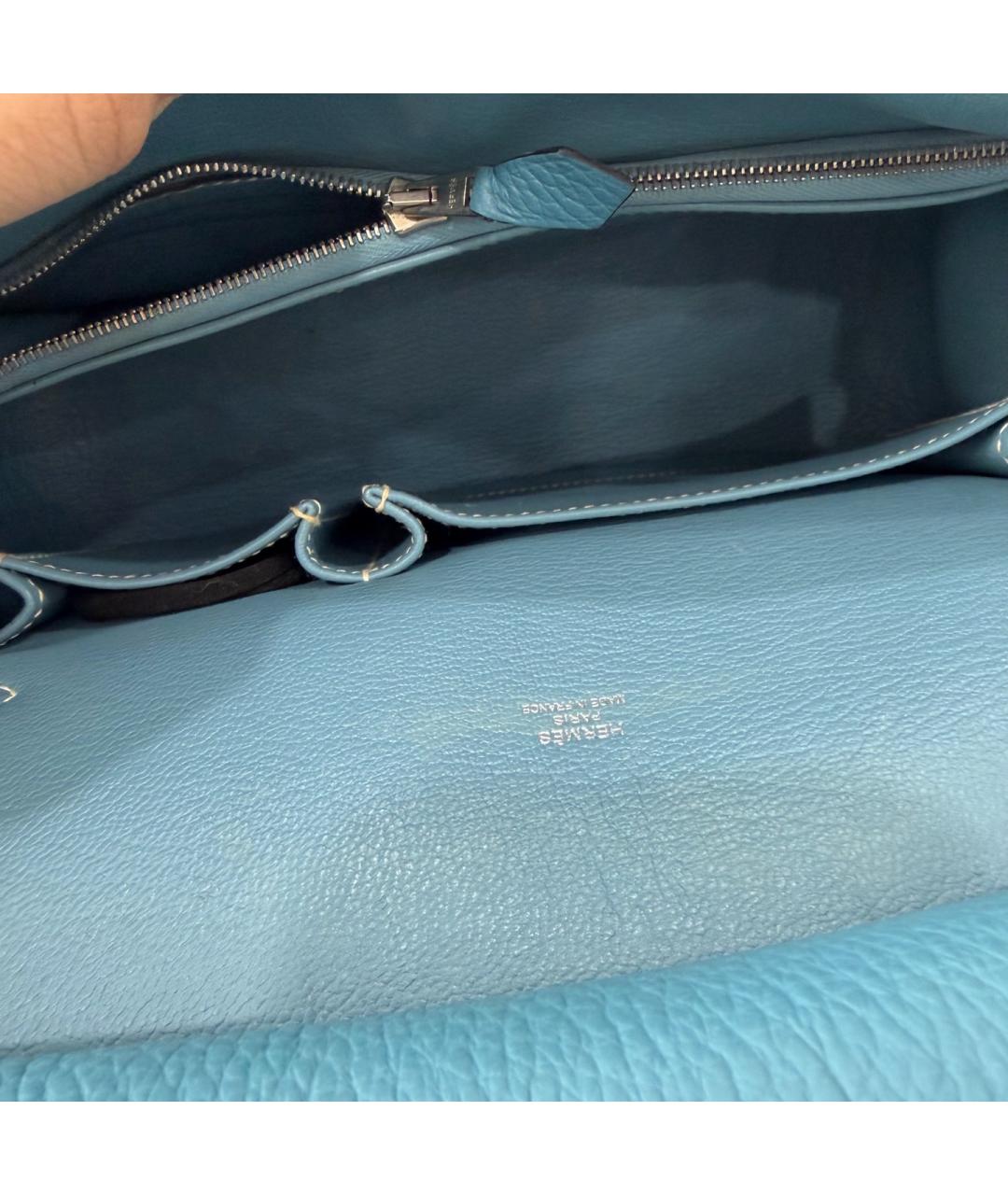 HERMES Синяя кожаная сумка через плечо, фото 6