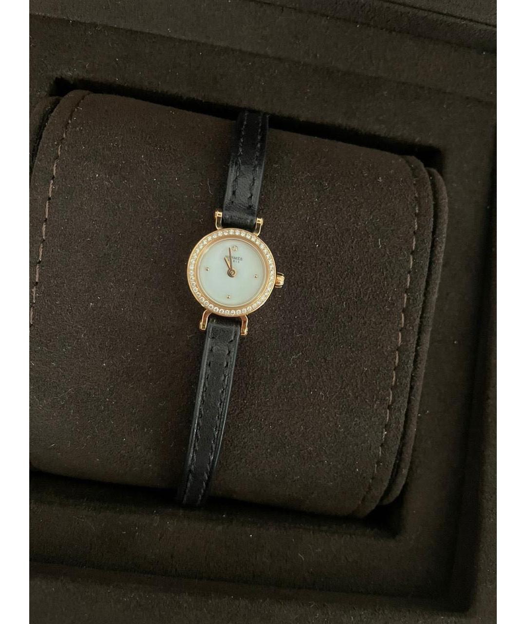 HERMES Черные часы из розового золота, фото 3