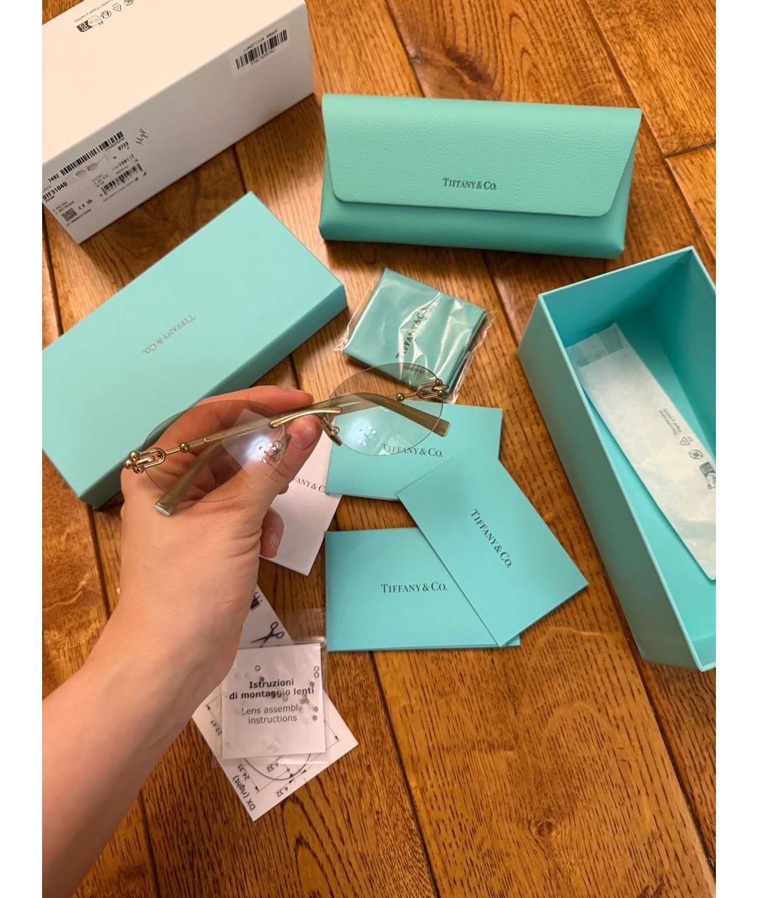 TIFFANY&CO Золотые металлические солнцезащитные очки, фото 5