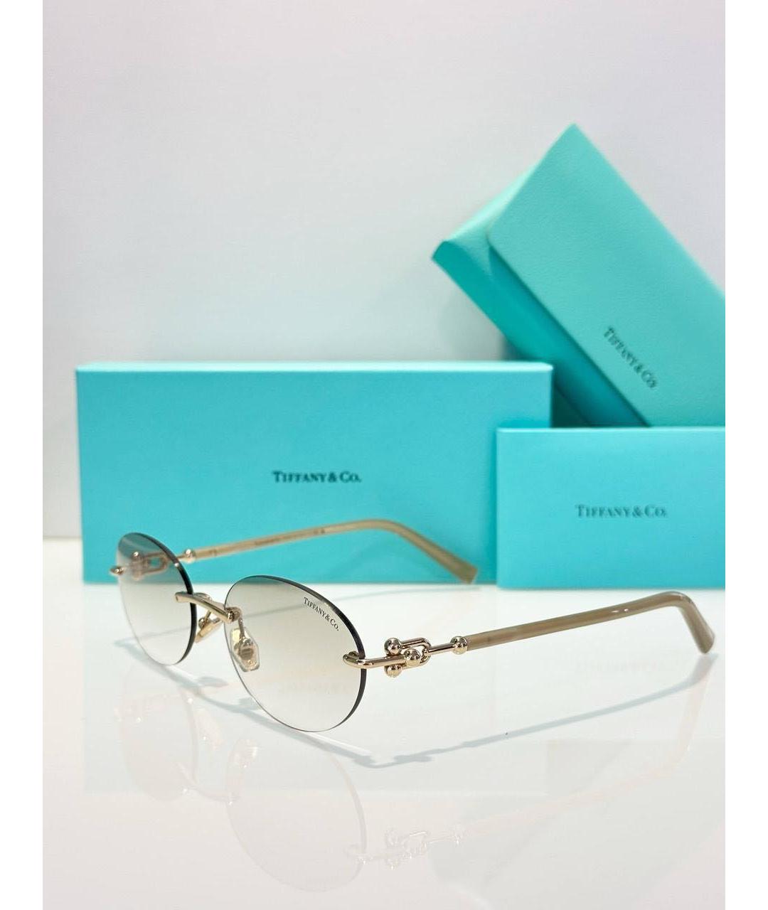 TIFFANY&CO Золотые металлические солнцезащитные очки, фото 2