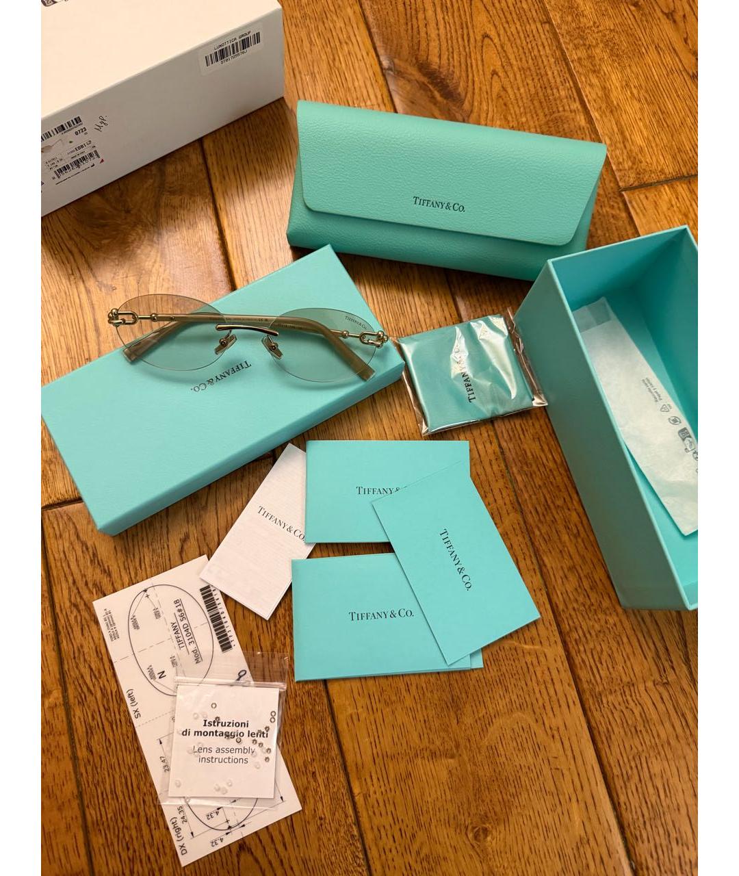 TIFFANY&CO Золотые металлические солнцезащитные очки, фото 6